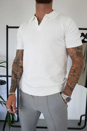 Capo Egyptian Cotton Cuban Collar Polo Shirt - Cream