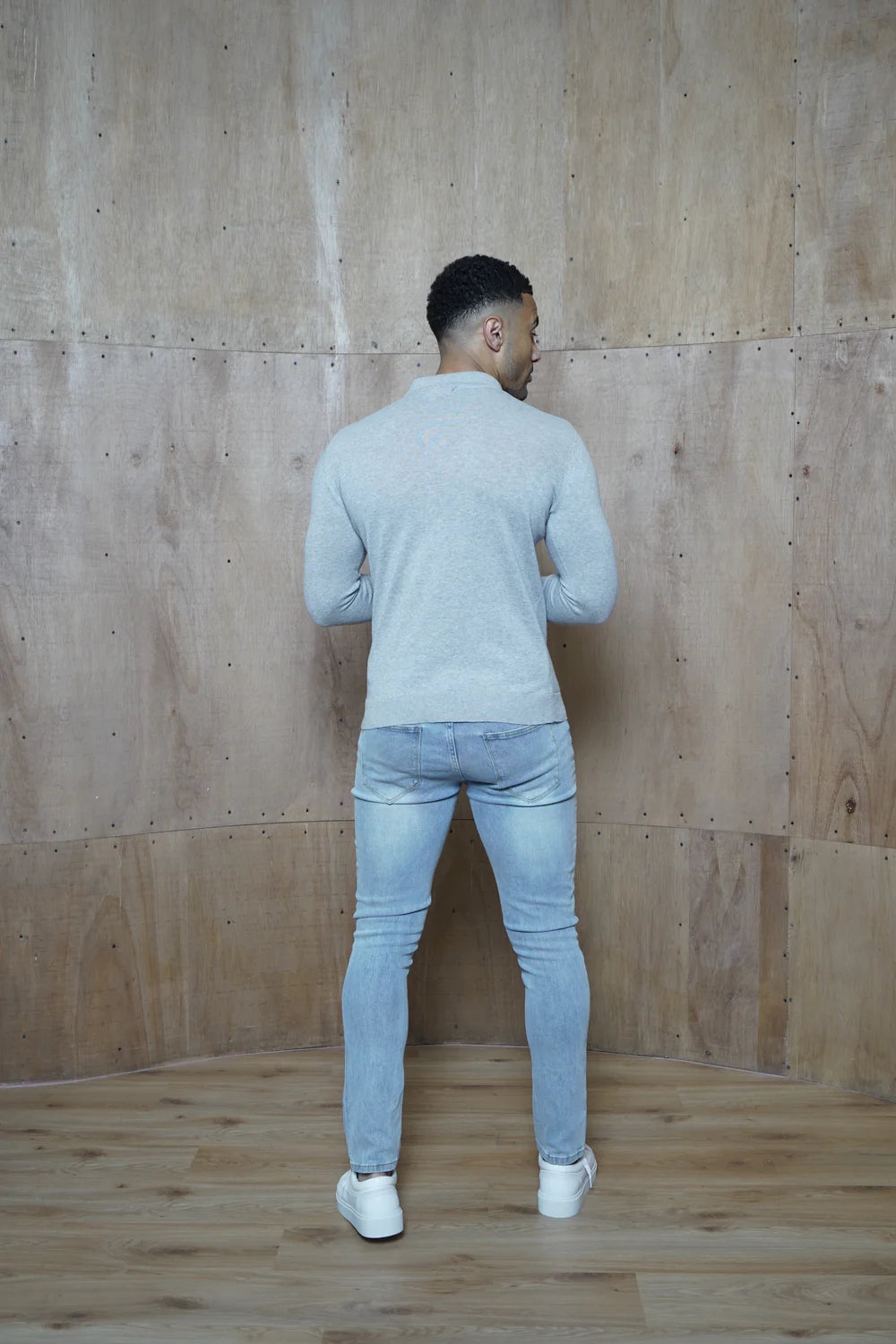 Capo Egyptian Cotton LS Zip Polo Shirt - Grey