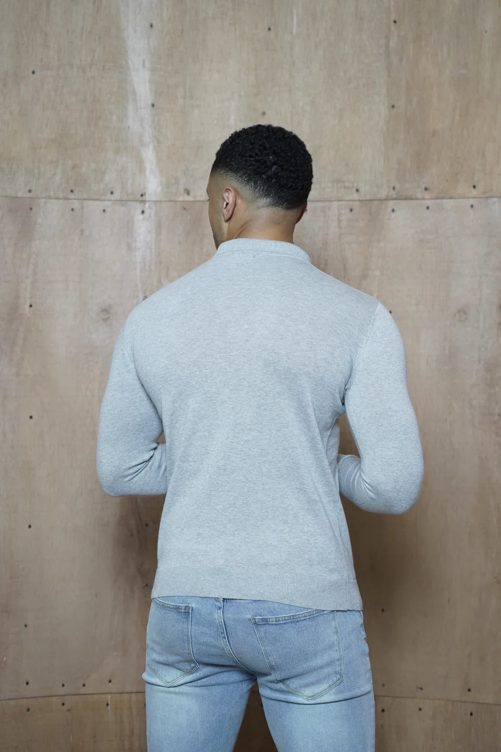 Capo Egyptian Cotton LS Zip Polo Shirt - Grey