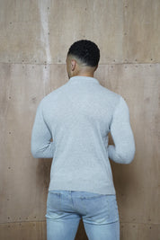 Capo Egyptian Cotton LS Zip Polo Shirt - Grey