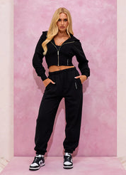 Gym King Malibu Corset Detail FZ Hood - Black
