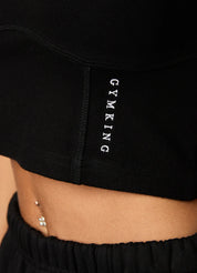 Gym King Malibu Corset Detail Crop Tee - Black