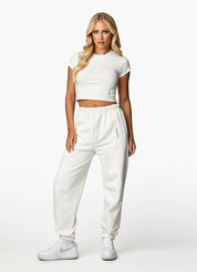 Gym King Malibu Corset Detail Crop Tee - Cream