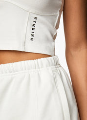Gym King Malibu Corset Detail Crop Tee - Cream