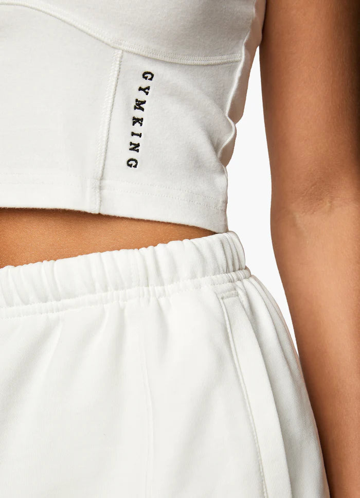 Gym King Malibu Corset Detail Crop Tee - Cream