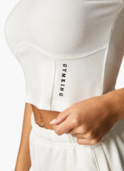 Gym King Malibu Corset Detail Crop Tee - Cream