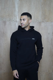 Capo Knitted Branded Hoodie - Black