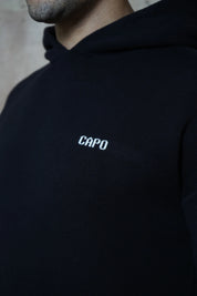 Capo Knitted Branded Hoodie - Black