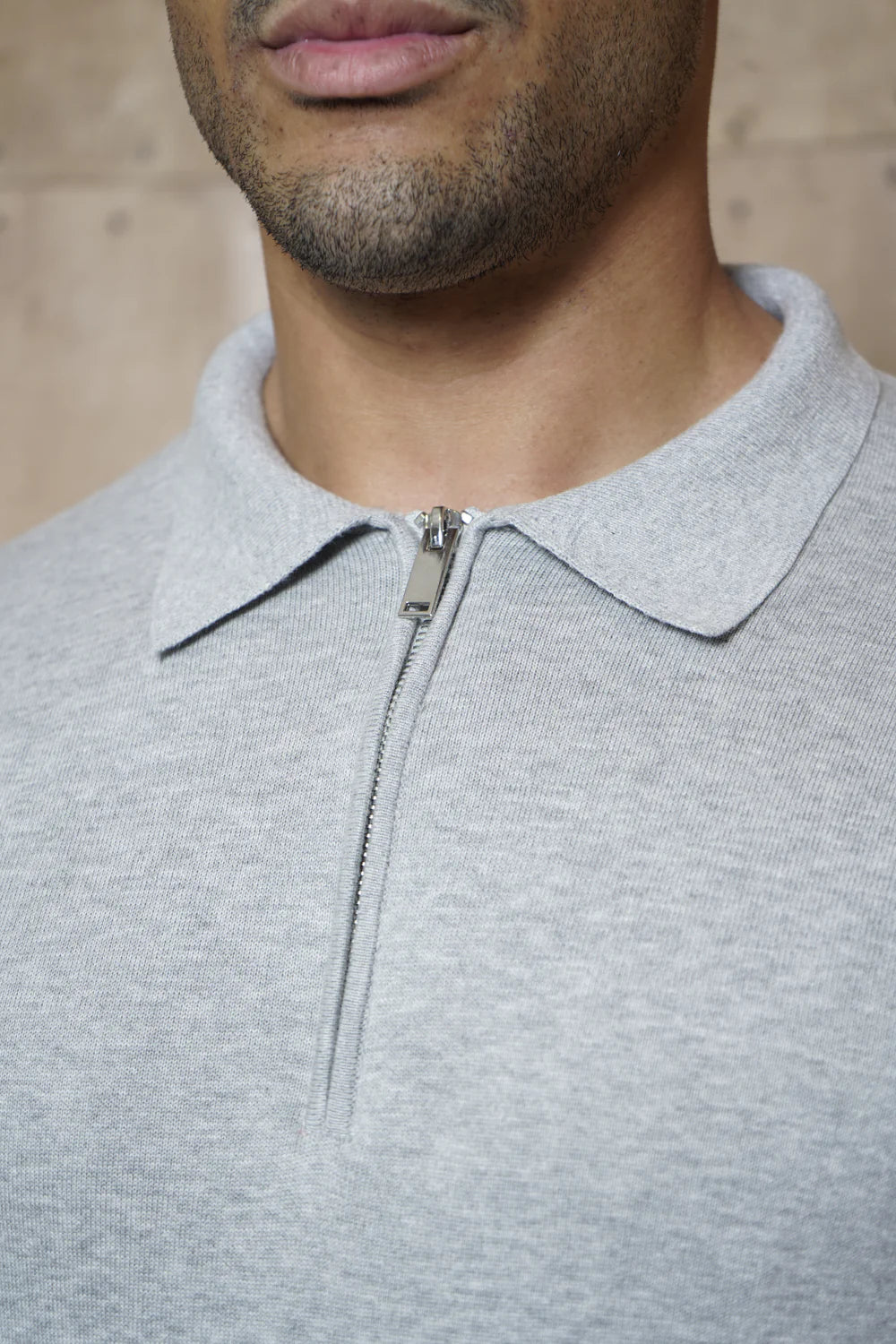 Capo Egyptian Cotton LS Zip Polo Shirt - Grey