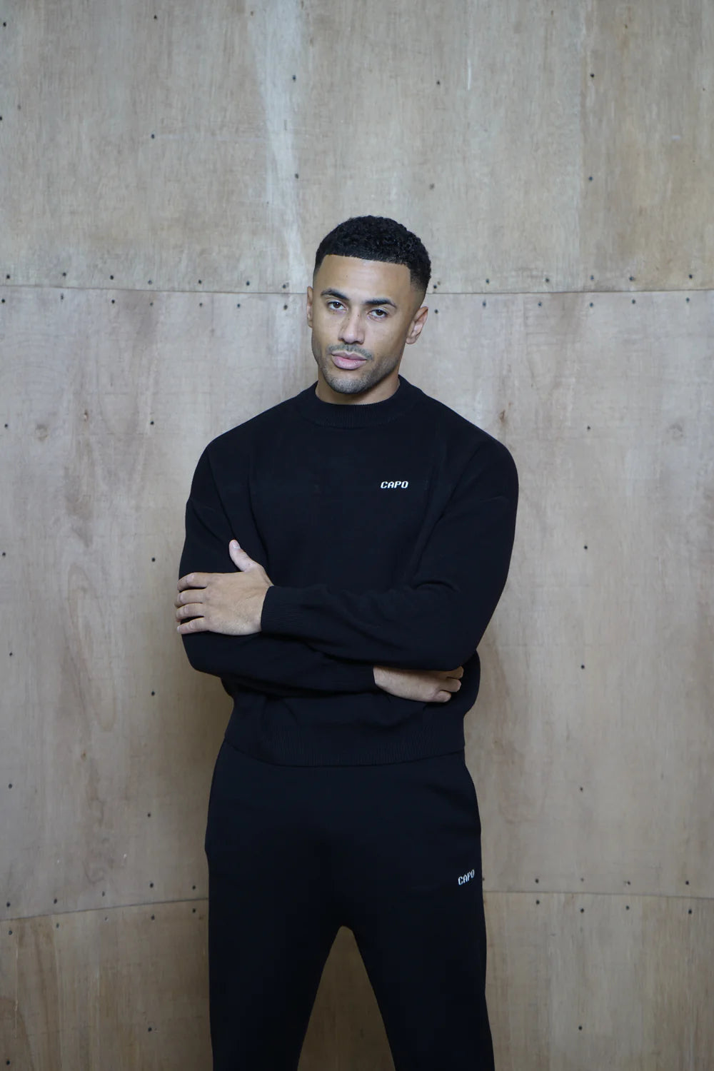 Capo Knitted Crew Sweater - Black