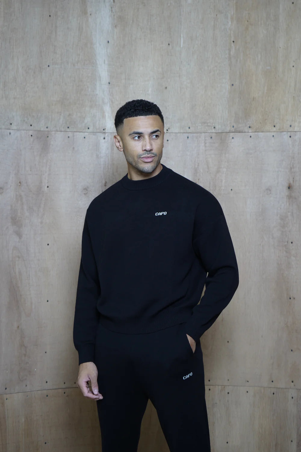 Capo Knitted Crew Sweater - Black