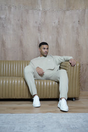 Capo Knitted Crew Sweater - Stone