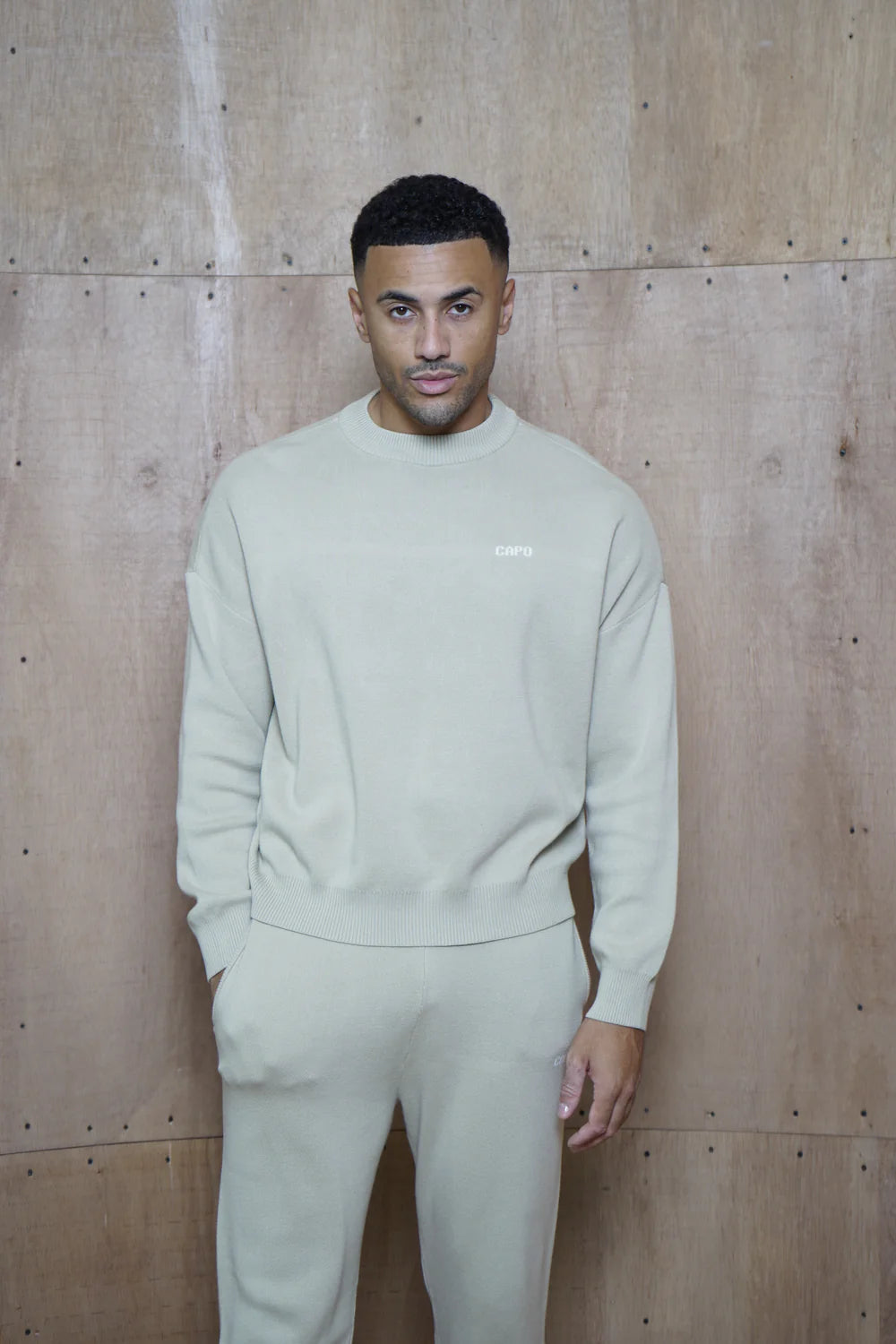 Capo Knitted Crew Sweater - Stone