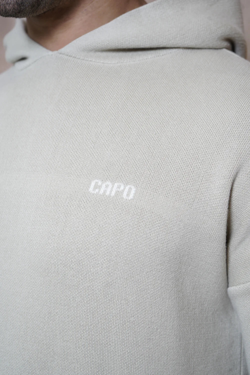 Capo Knitted Branded Hoodie - Stone