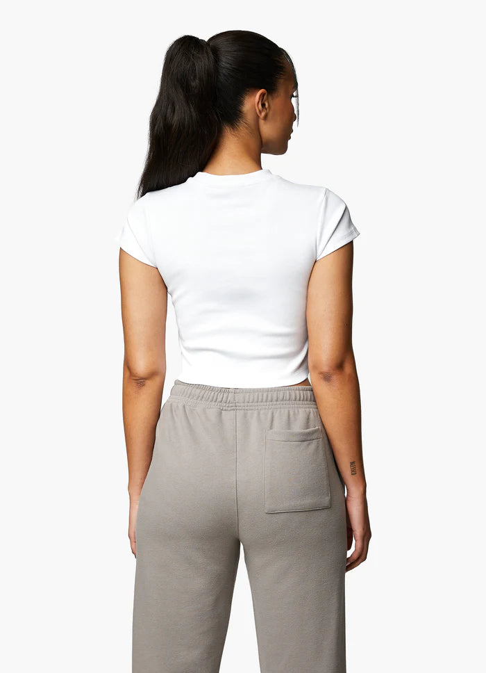 Gym King Shadow Rib Tee - White