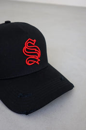 Distressed Trucker Hat - Black/Red