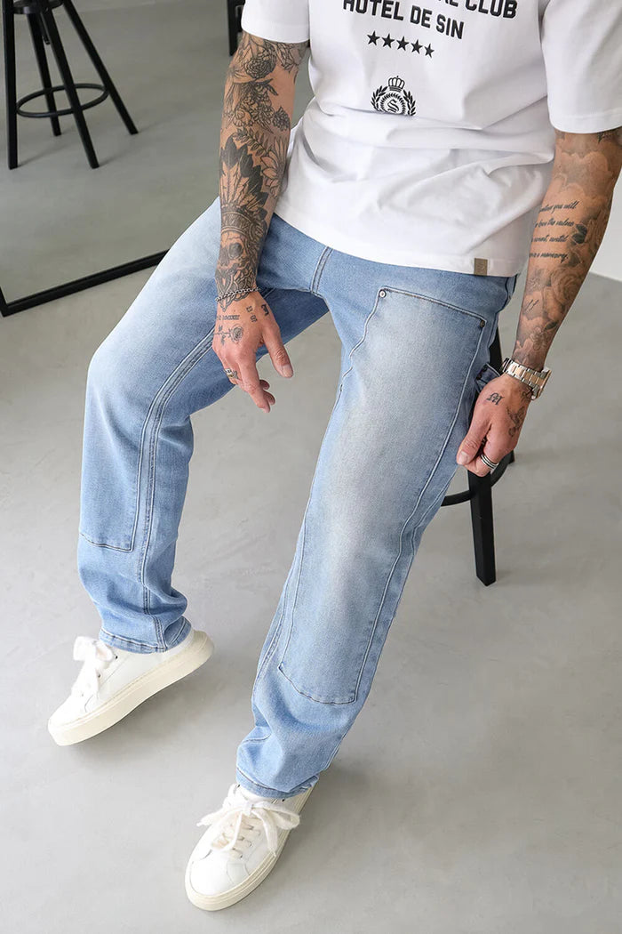 Sinners Attire Carpenter Jeans - Light Blue