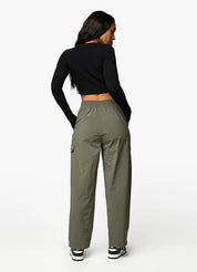 Gym King Utility Rib LS Crop Top - Black