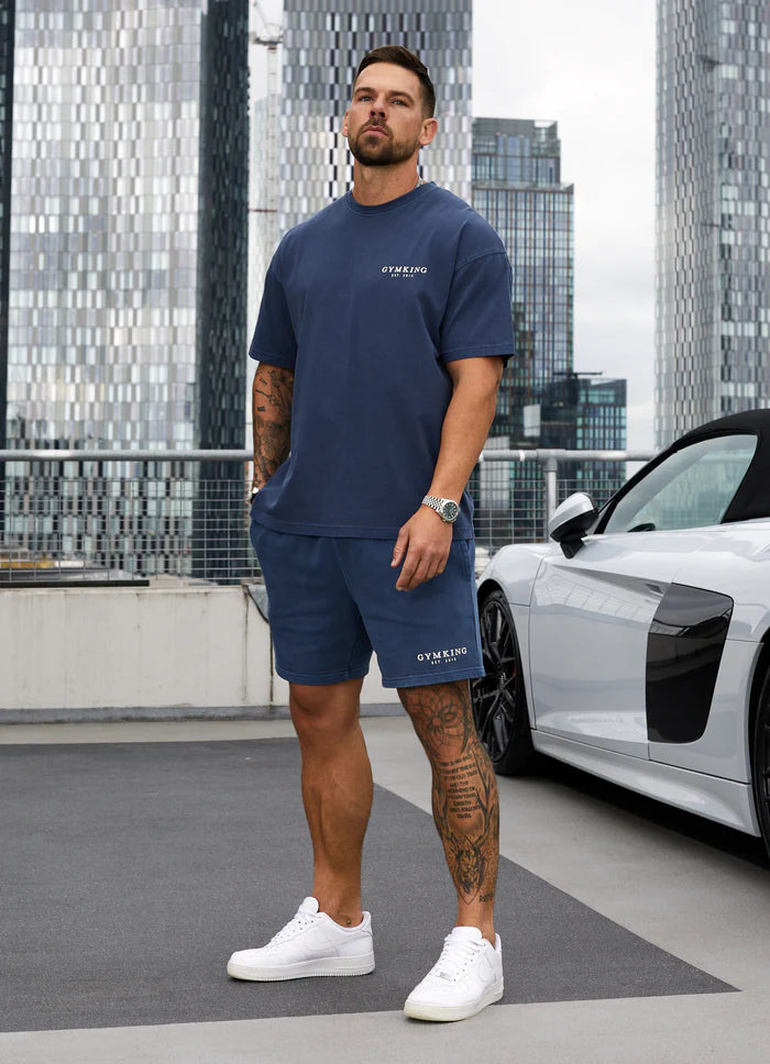 Gym King Est. Legacy Short - Washed Indigo
