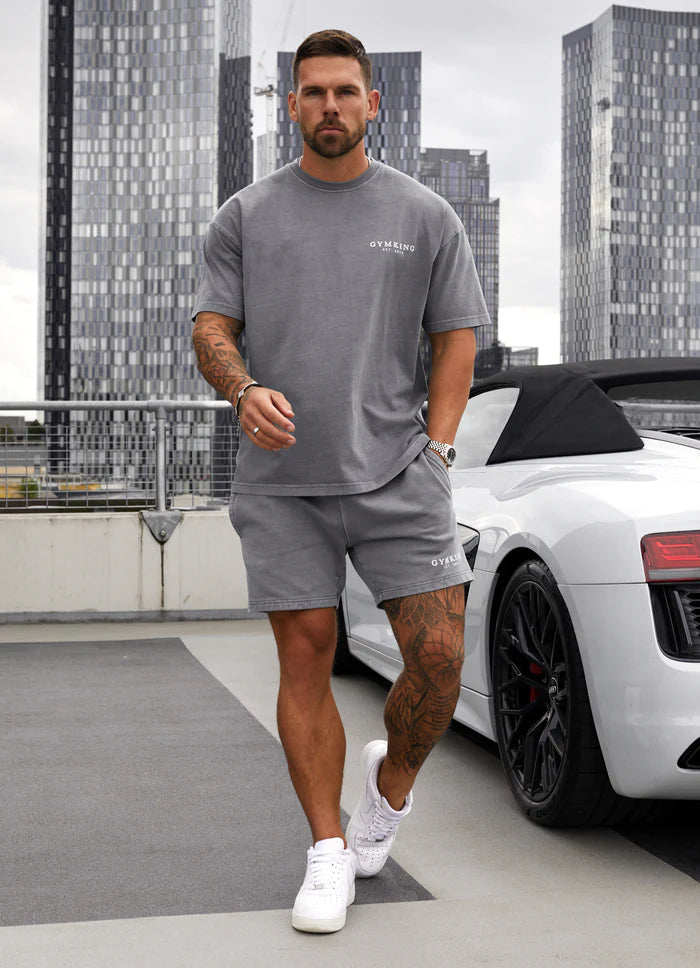 Gym King Est. Legacy Short - Washed Grey