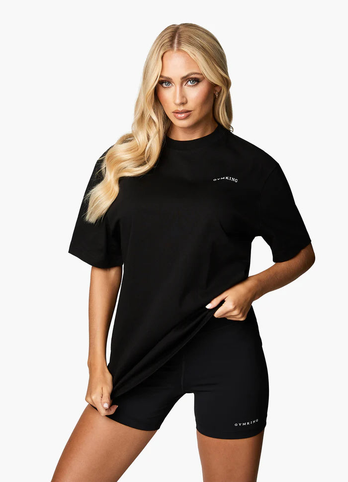 Gym King Malibu Oversized BF Tee - Black