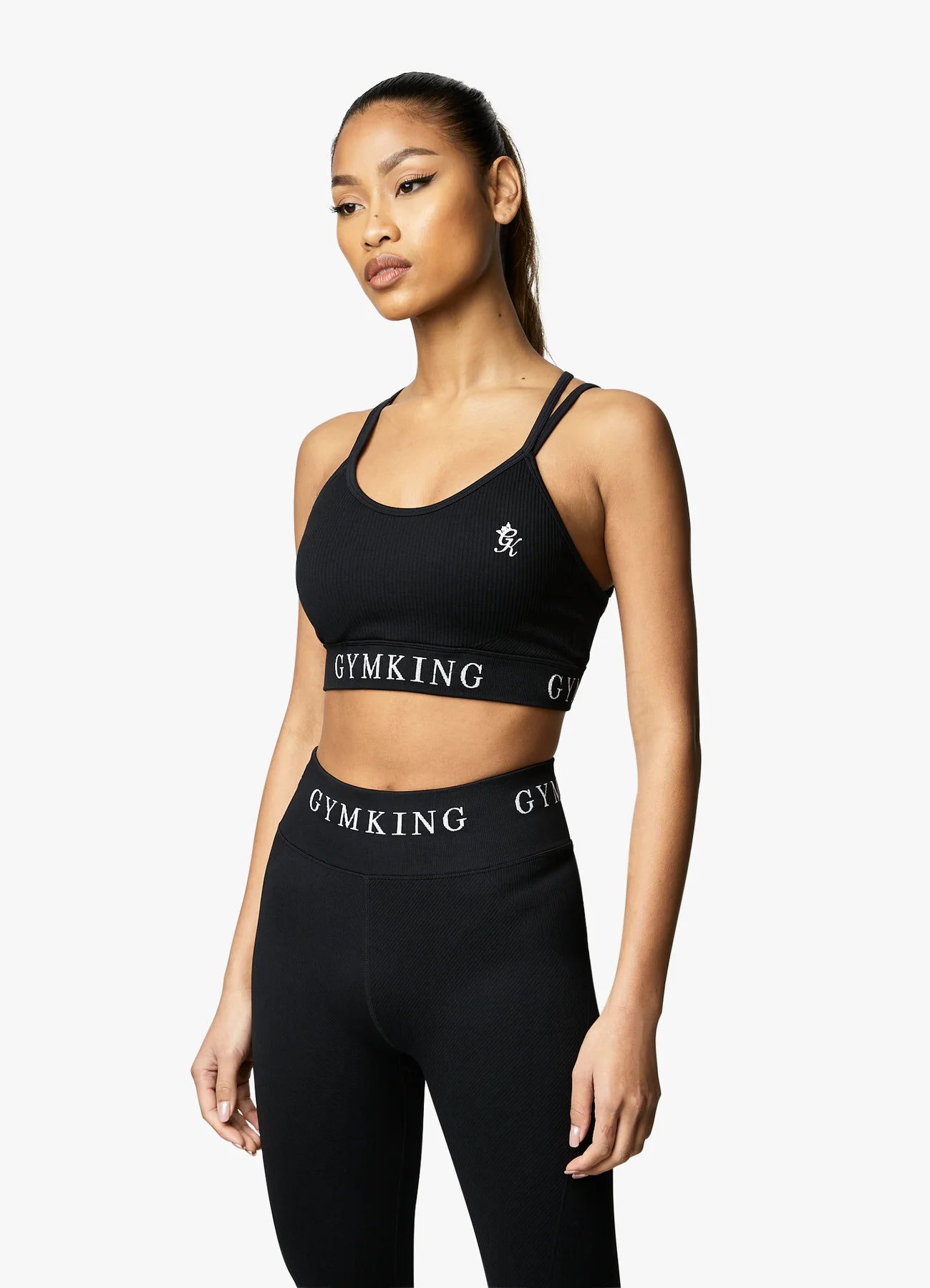 Gym King Intention Multi Rib Sports Bra Black LITCollective