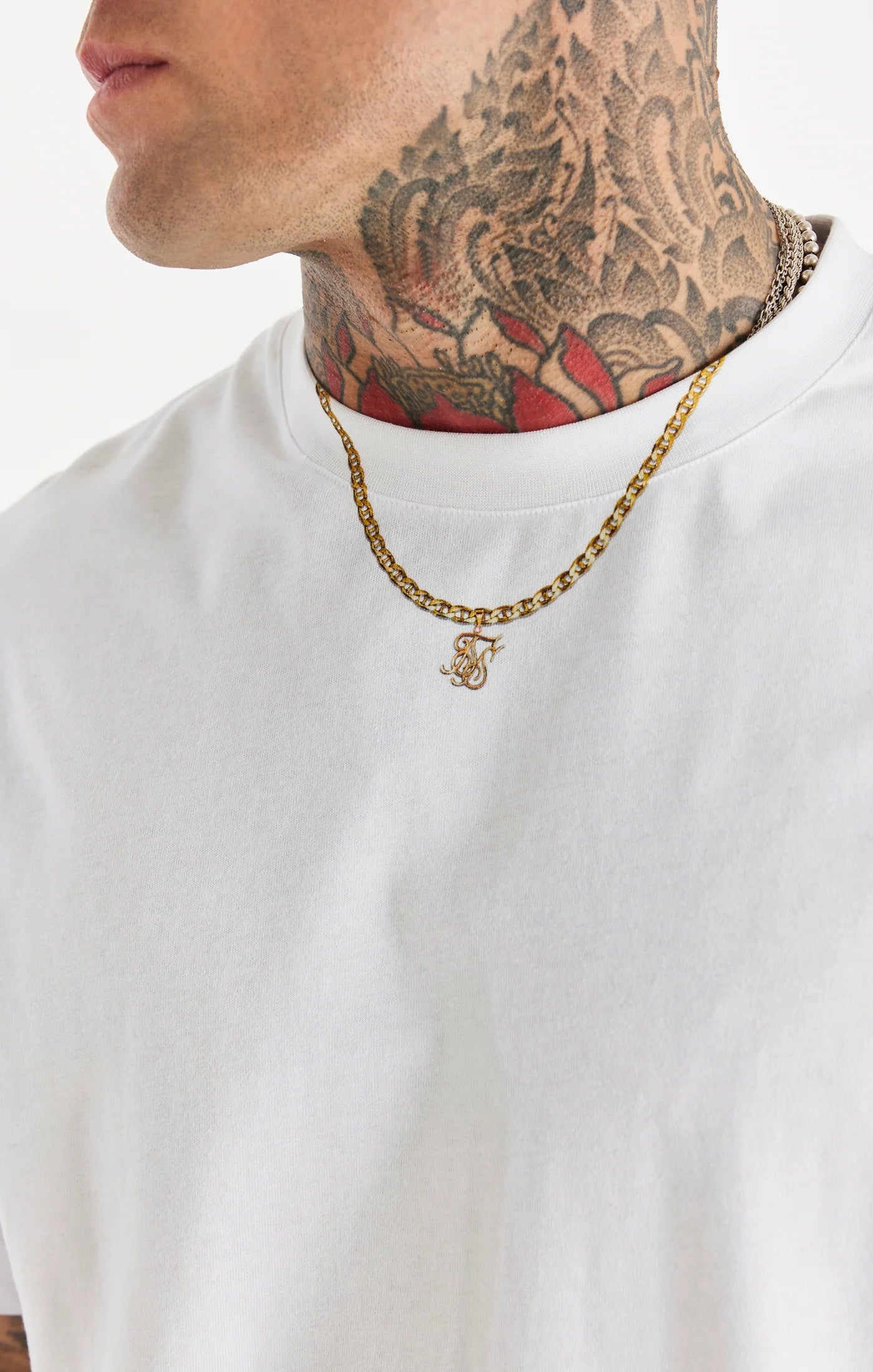 White Relaxed Printed Chain T-Shirt