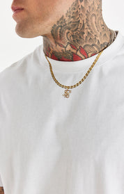 White Relaxed Printed Chain T-Shirt