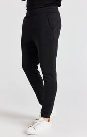 Black Embroidered Cuffed Track Pant