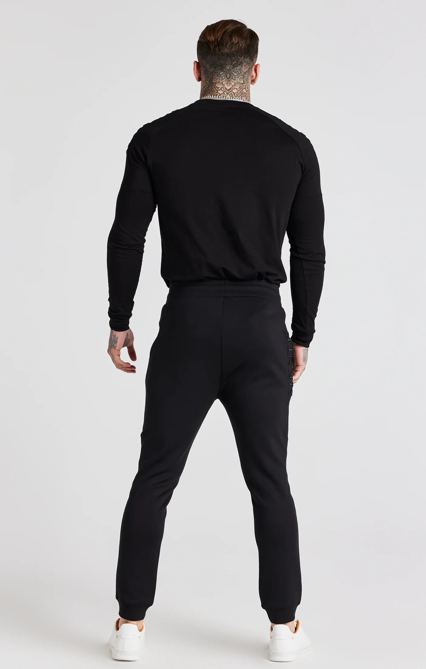 Black Embroidered Cuffed Track Pant