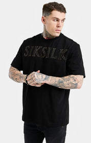 Black Oversized Rhinestone Logo T-Shirt