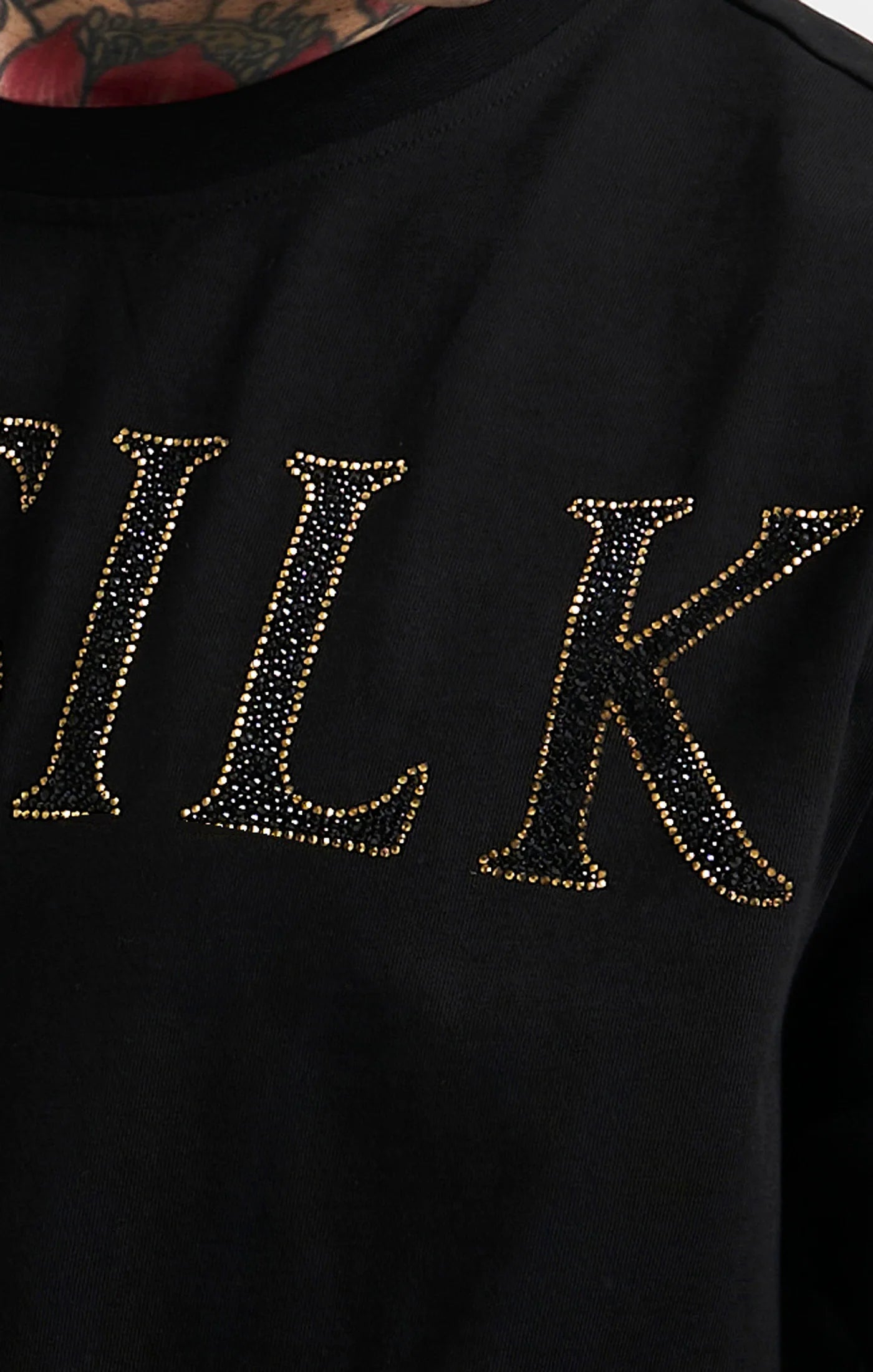 Black Oversized Rhinestone Logo T-Shirt