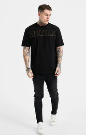 Black Oversized Rhinestone Logo T-Shirt