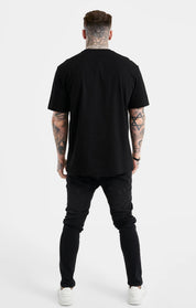 Black Oversized Rhinestone Logo T-Shirt