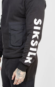 Black Contrast Pocket Oversized Hoodie