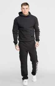 Black Contrast Pocket Oversized Hoodie
