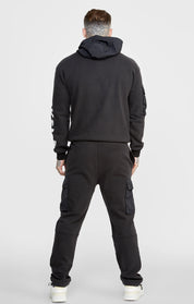 Black Contrast Pocket Oversized Hoodie