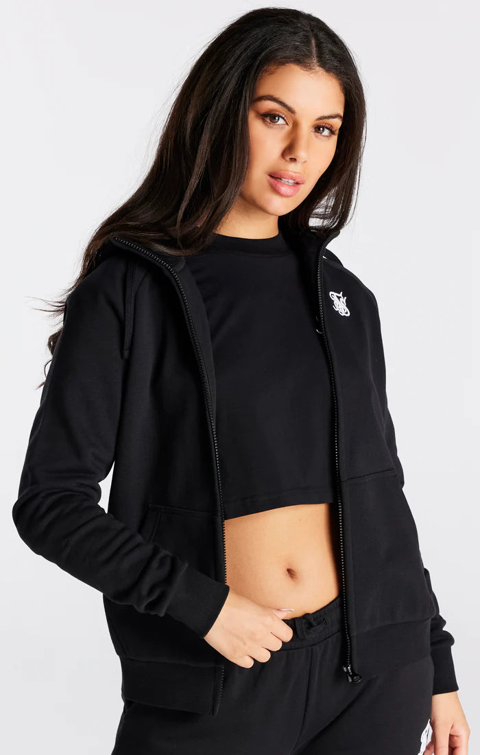 Black Essential Zip Thru Hoodie
