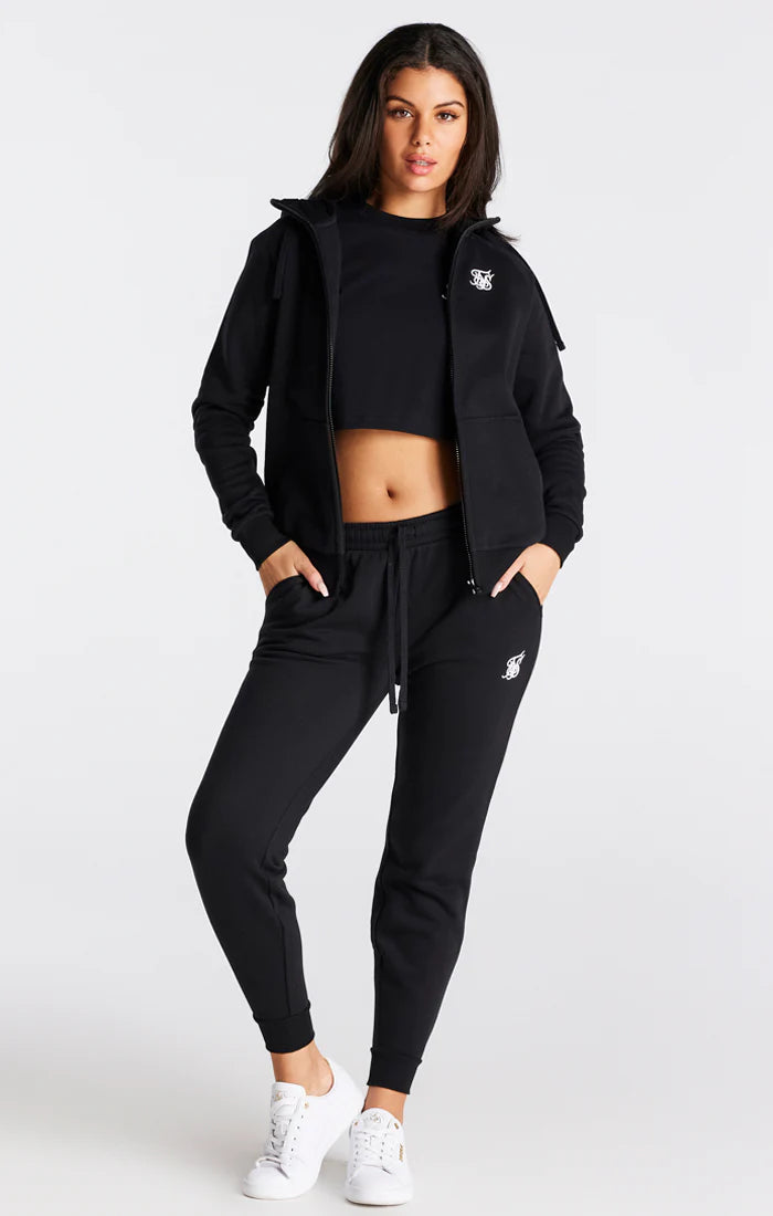 Black Essential Zip Thru Hoodie