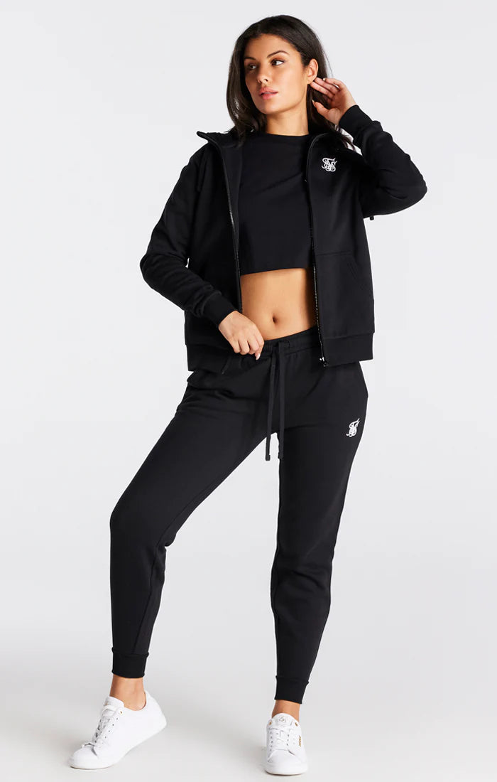 Black Essential Zip Thru Hoodie