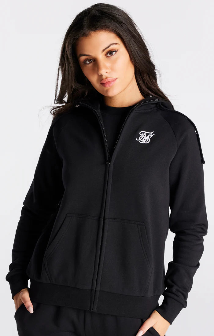 Black Essential Zip Thru Hoodie