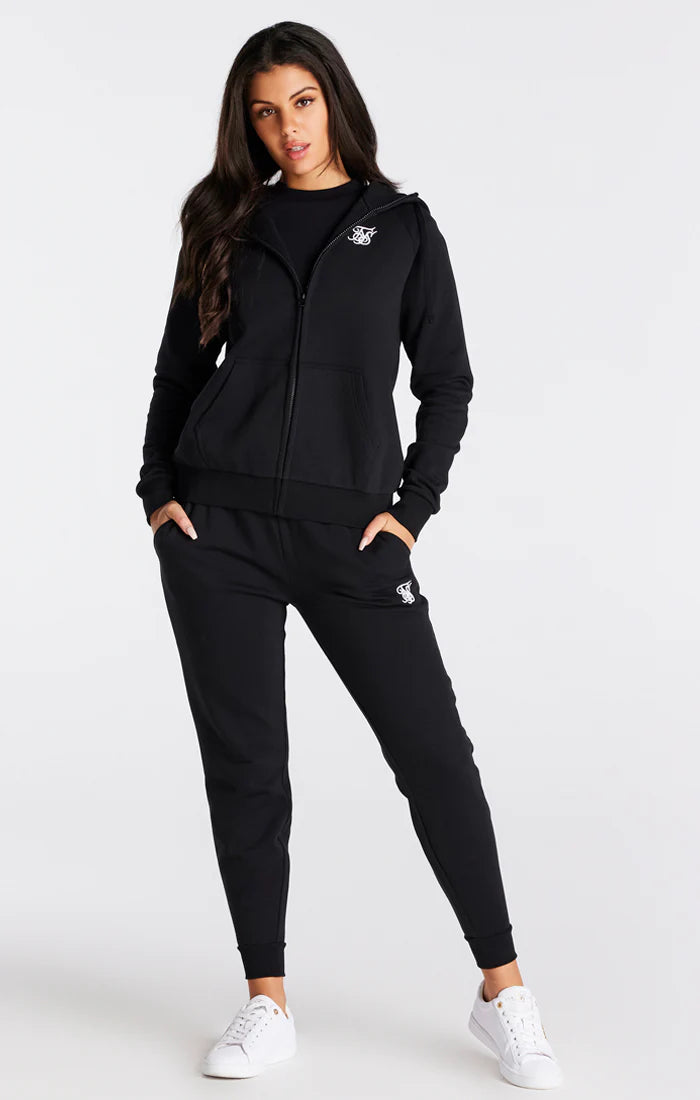 Black Essential Zip Thru Hoodie
