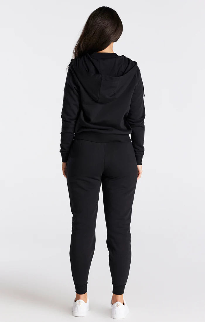 Black Essential Zip Thru Hoodie
