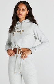 Grey Marl Signature Crop Hoodie