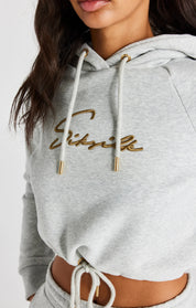 Grey Marl Signature Crop Hoodie