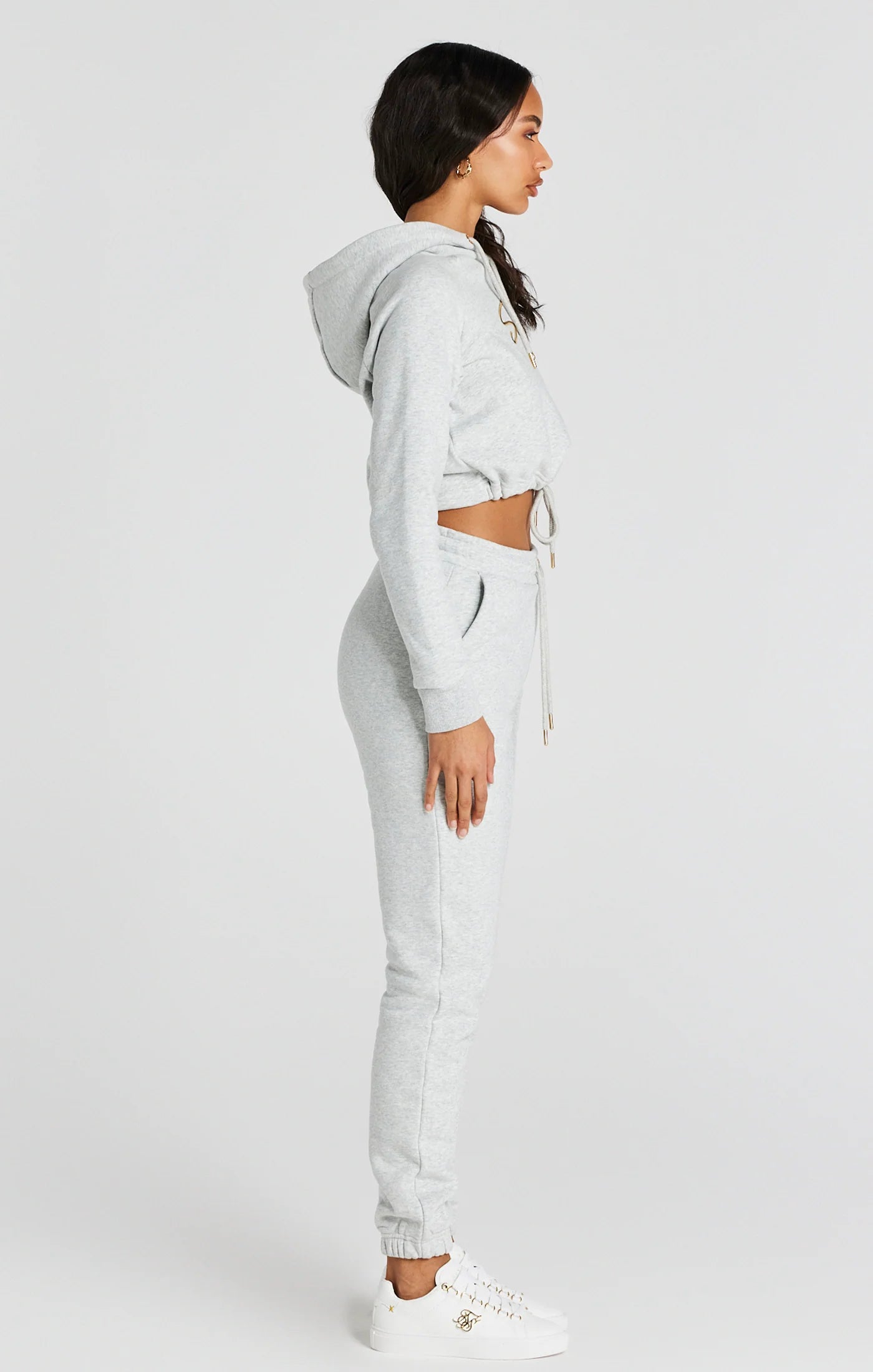 Grey Marl Signature Crop Hoodie