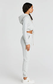 Grey Marl Signature Crop Hoodie