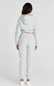 Grey Marl Signature Crop Hoodie