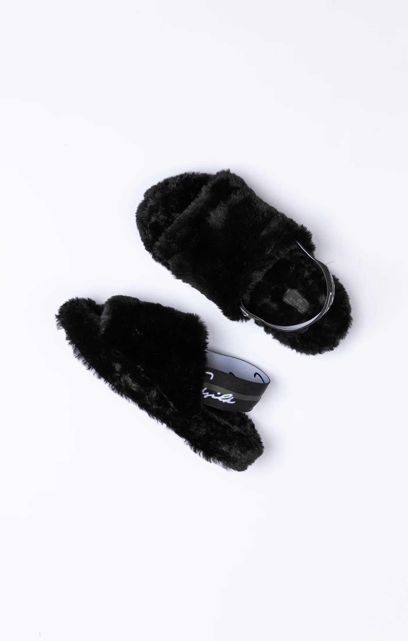 Black Fluffy Slide Slipper
