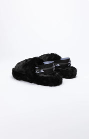 Black Fluffy Slide Slipper
